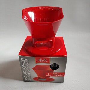Melitta 640820 Ready Set Joe Filter Cone Pour over Cone Manual Brewer, One Cup